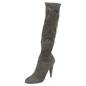 Prada Gray Suede Heeled Boots